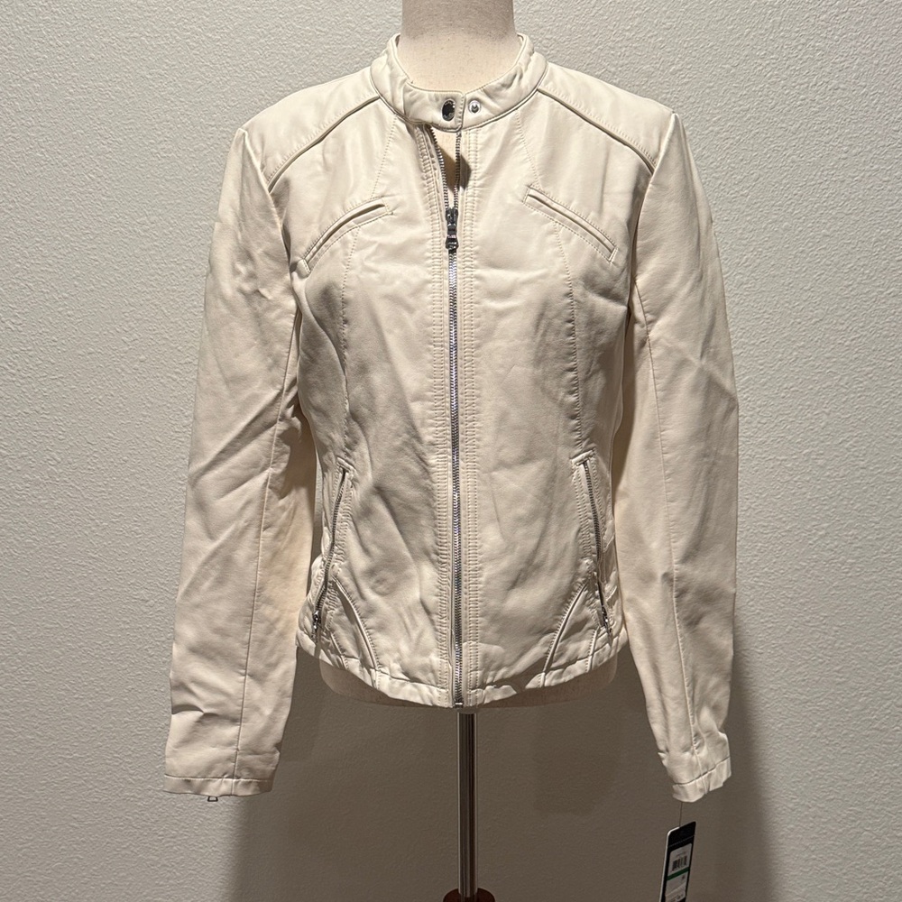 Women's Cream faux leather Jacket